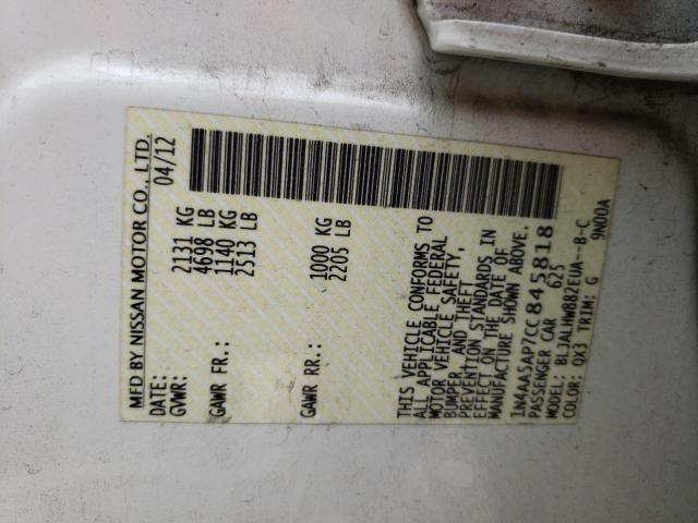 Photo 10 from auction – 2012 NISSAN MAXIMA S with VIN 1N4AA5AP7CC845818