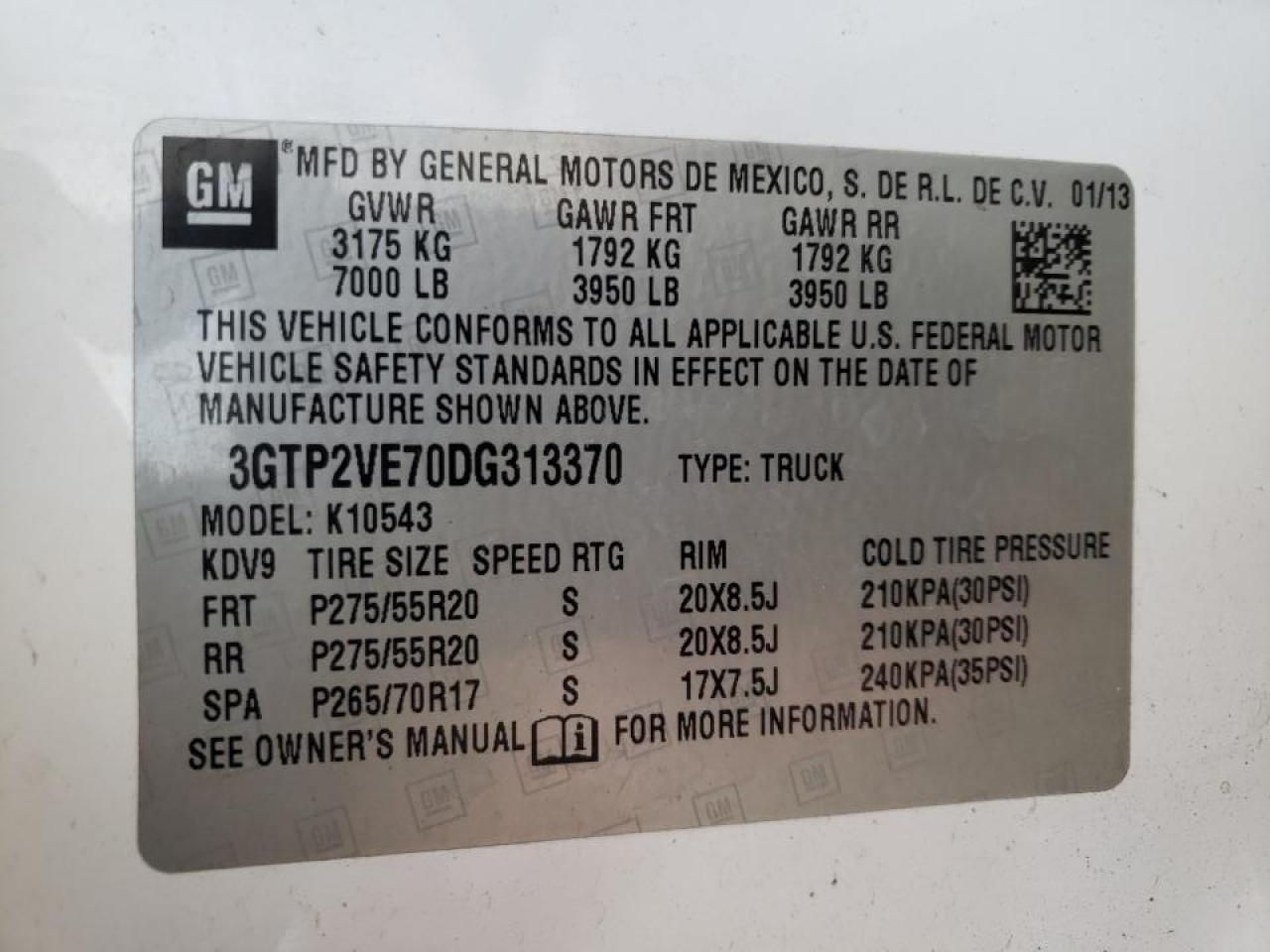 Photo 10 from auction – 2013 GMC SIERRA K15 with VIN 3GTP2VE70DG313370
