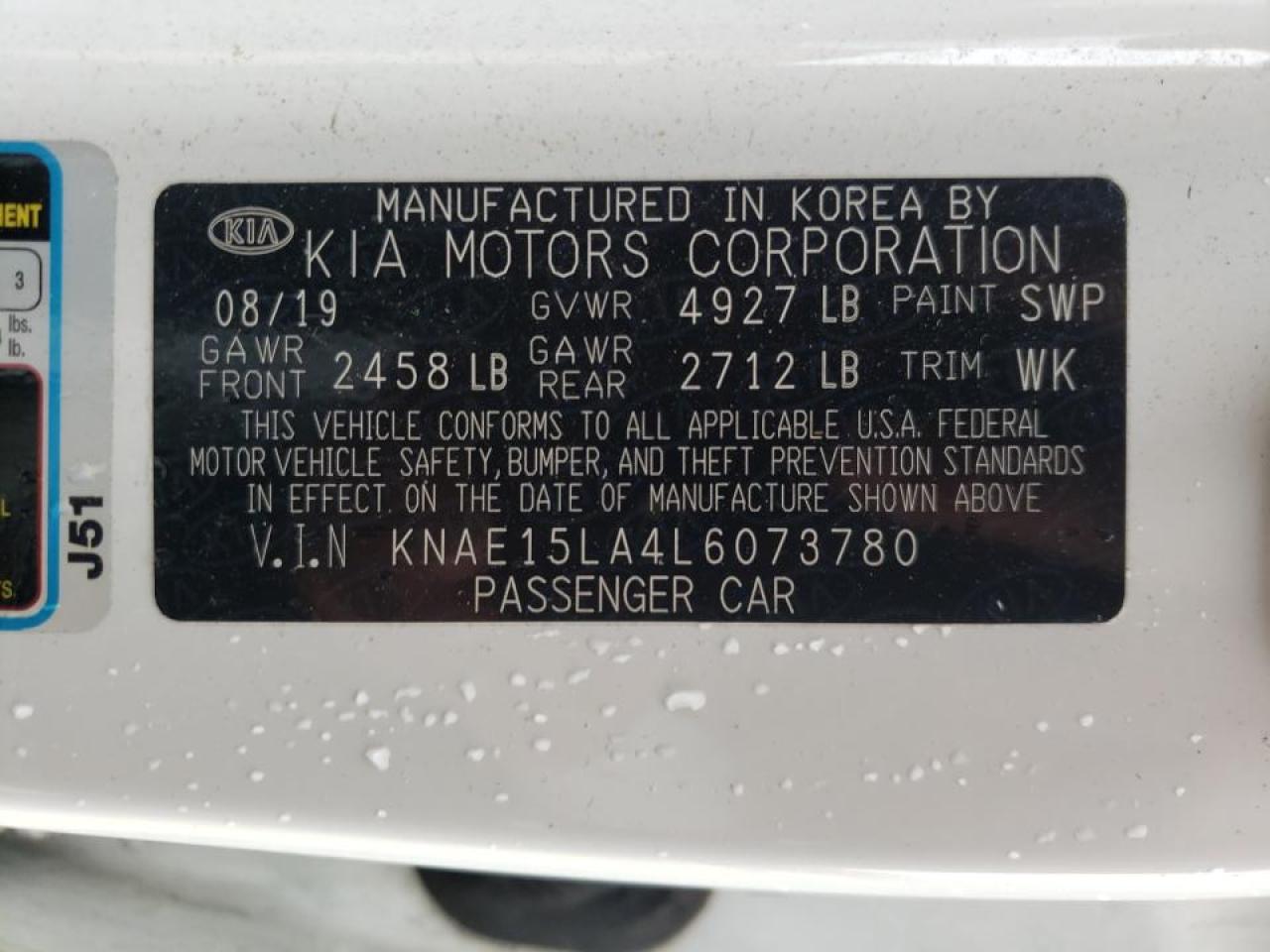 Photo 10 from auction – 2020 KIA STINGER with VIN KNAE15LA4L6073780