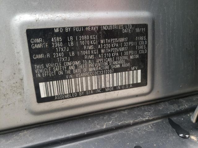 SUBARU OUTBACK 2. 2012 with VIN 4S4BRCCC0C3212207 - Photo from auction