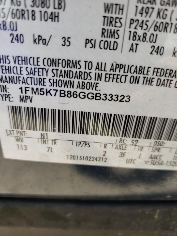 Photo 10 from auction – 2016 FORD EXPLORER with VIN 1FM5K7B86GGB33323