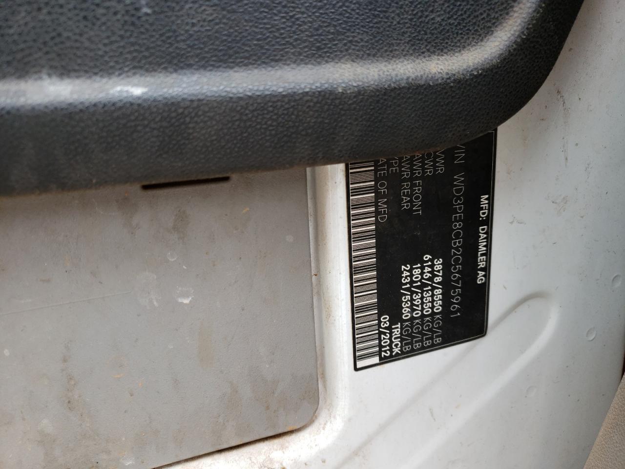 Photo 10 from auction – 2012 MERCEDES-BENZ SPRINTER 2 with VIN WD3PE8CB2C5675961