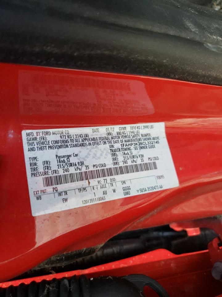 Photo 10 from auction – 2012 FORD FOCUS SE with VIN 1FAHP3K28CL332145