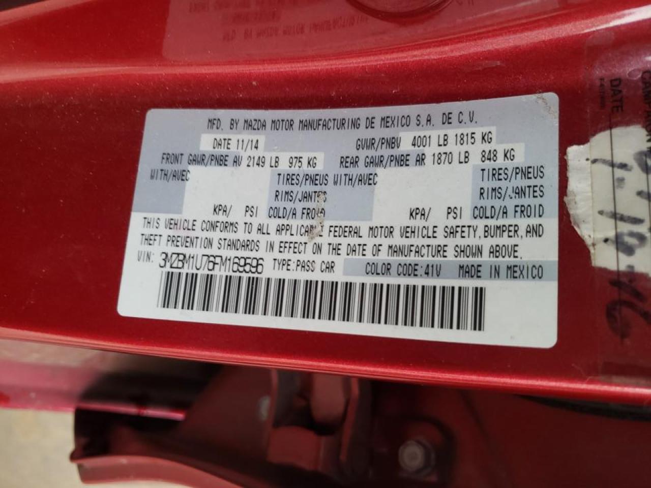 Photo 10 from auction – 2015 MAZDA 3 SPORT with VIN 3MZBM1U76FM169596