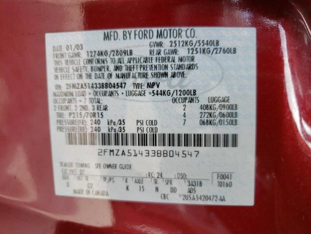 Photo 10 from auction – 2003 FORD WINDSTAR L with VIN 2FMZA51433BB04547