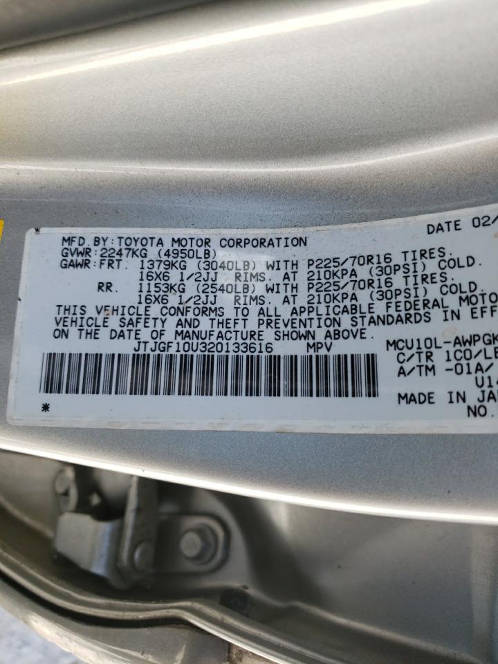 Photo 10 from auction – 2002 LEXUS RX 300 with VIN JTJGF10U320133616