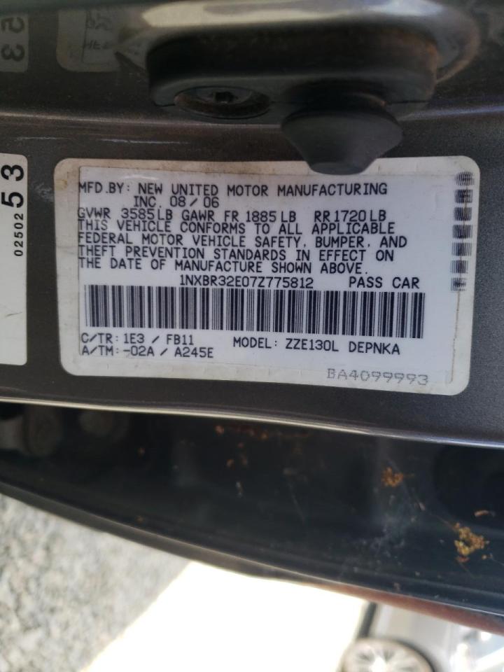 Photo 10 from auction – 2007 TOYOTA COROLLA CE with VIN 1NXBR32E07Z775812