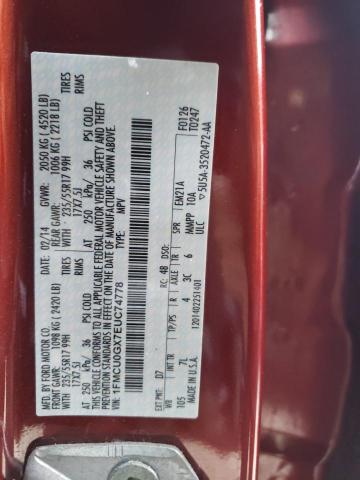 Photo 10 from auction – 2014 FORD ESCAPE SE with VIN 1FMCU0GX7EUC74778