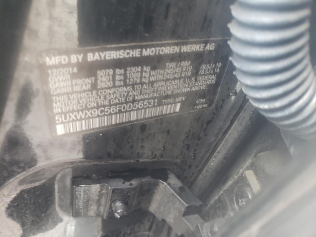 Photo 10 from auction – 2015 BMW X3 XDRIVE2 with VIN 5UXWX9C56F0D56531