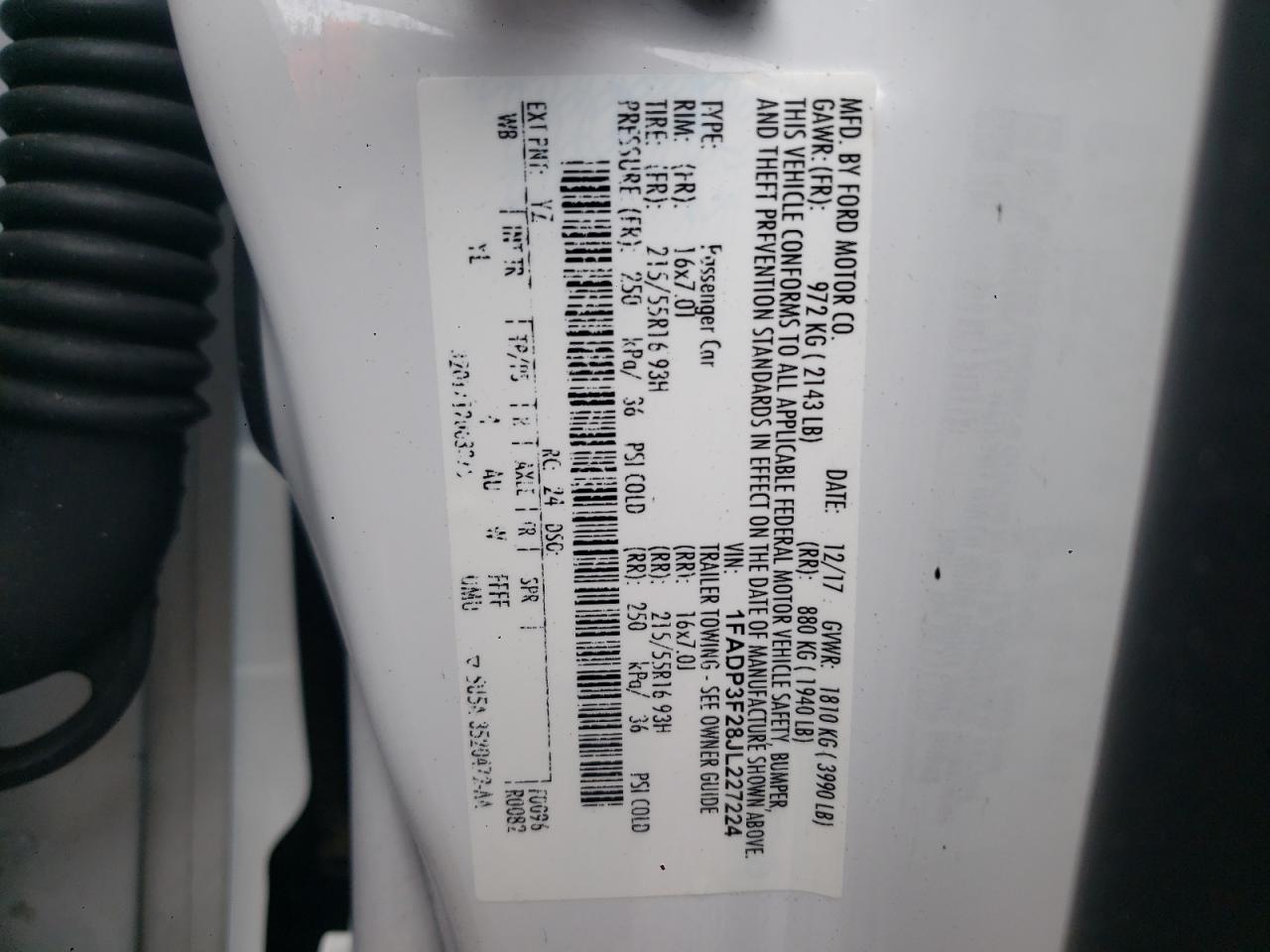 Foto 10 de la subasta – 2018 FORD FOCUS SE con VIN 1FADP3F28JL227224