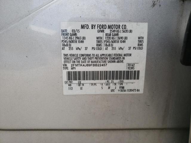 Photo 10 from auction – 2015 FORD EDGE SEL with VIN 2FMTK4J89FBB22457