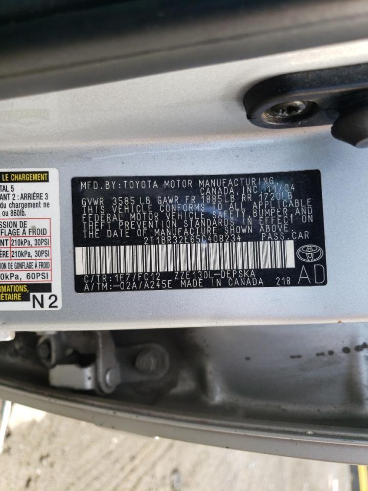 Foto 10 de la subasta – 2005 TOYOTA COROLLA CE con VIN 2T1BR32E65C408234