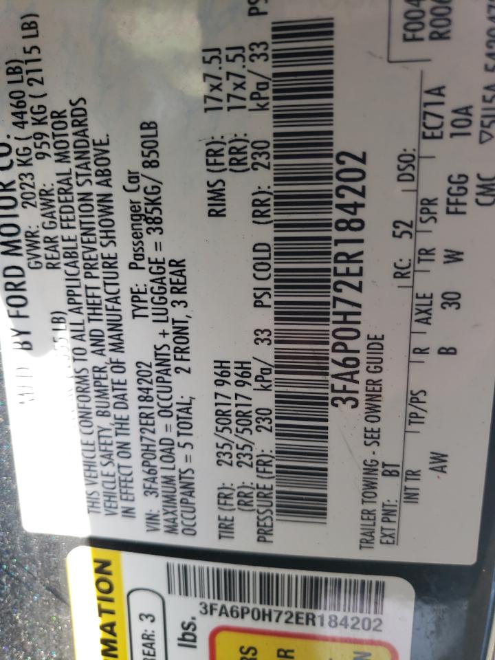Photo 10 from auction – 2014 FORD FUSION SE with VIN 3FA6P0H72ER184202