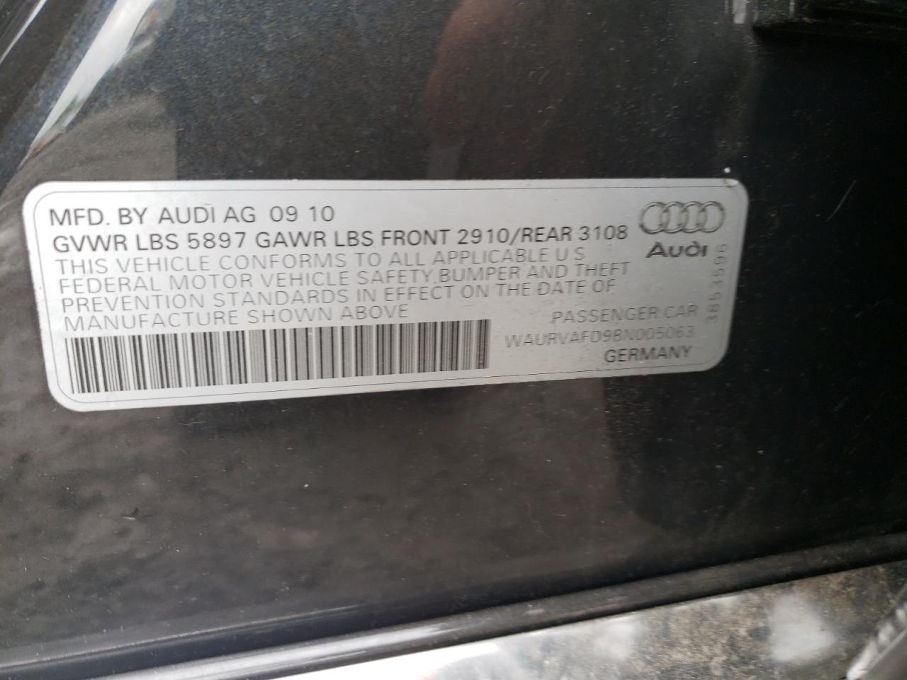 Photo 10 from auction – 2011 AUDI A8 L QUATT with VIN WAURVAFD9BN005063