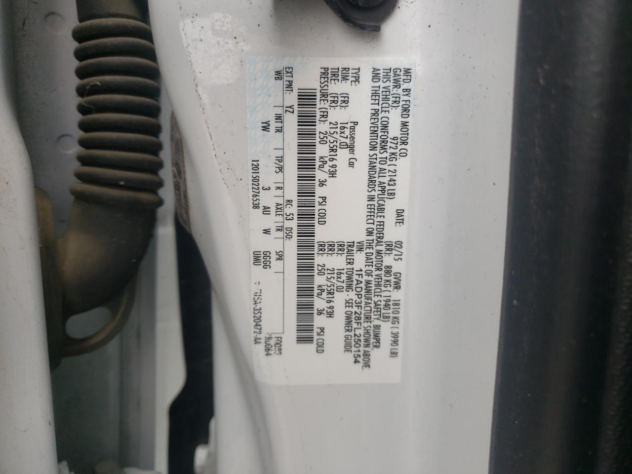 Photo 10 from auction – 2015 FORD FOCUS SE with VIN 1FADP3F28FL250154