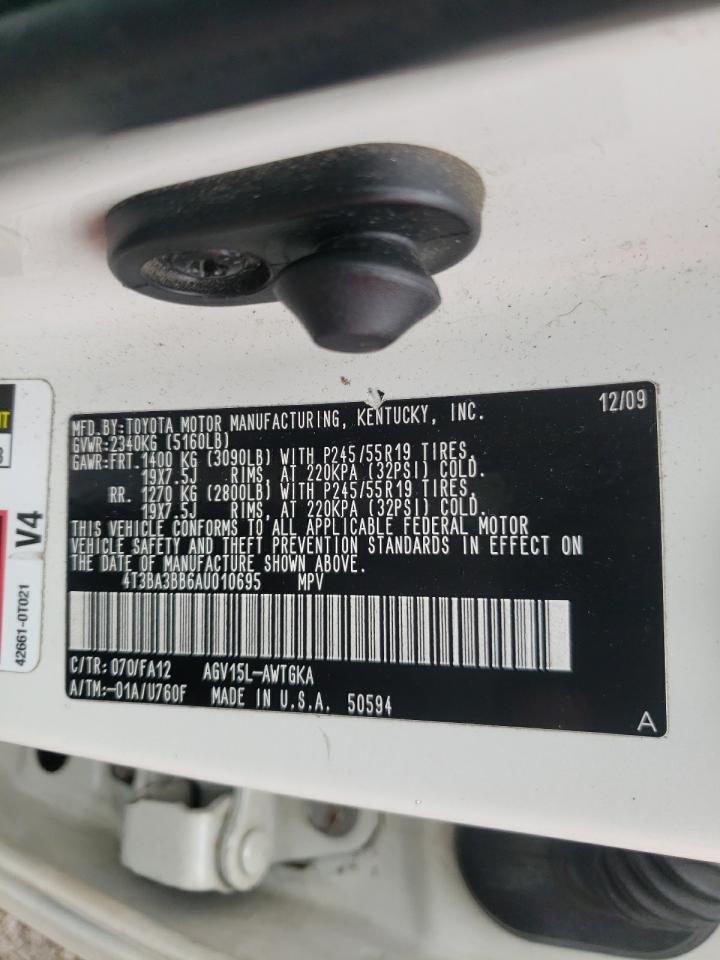 Photo 10 from auction – 2010 TOYOTA VENZA with VIN 4T3BA3BB6AU010695