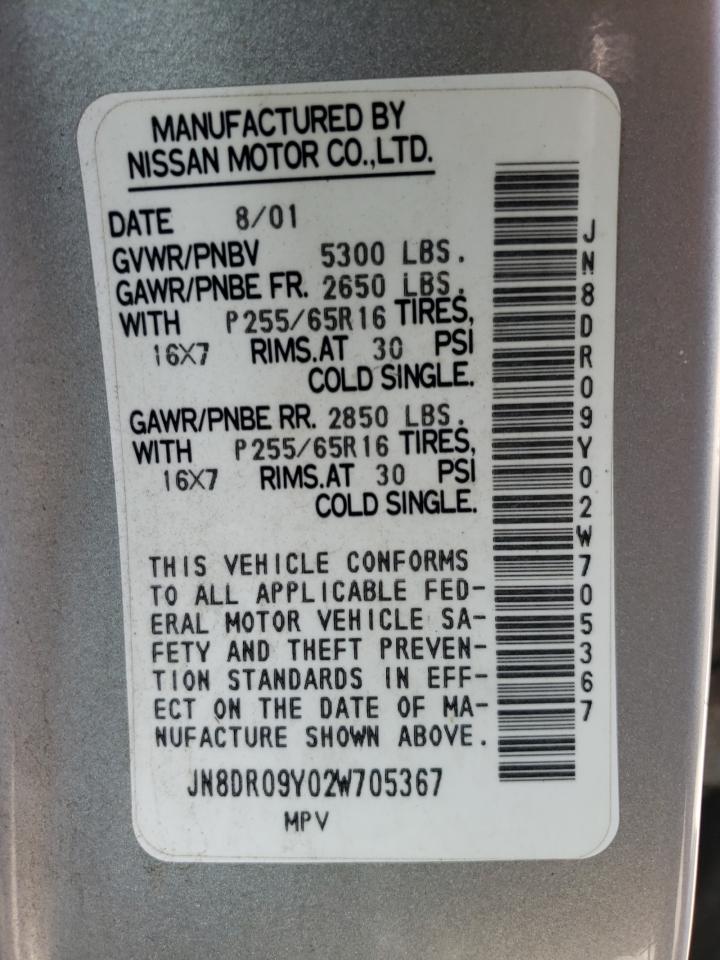 Photo 10 from auction – 2002 NISSAN PATHFINDER with VIN JN8DR09Y02W705367