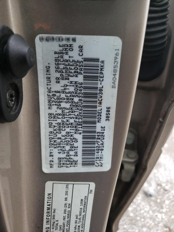 Photo 10 from auction – 2002 TOYOTA CAMRY LE with VIN 4T1BE32K62U033456