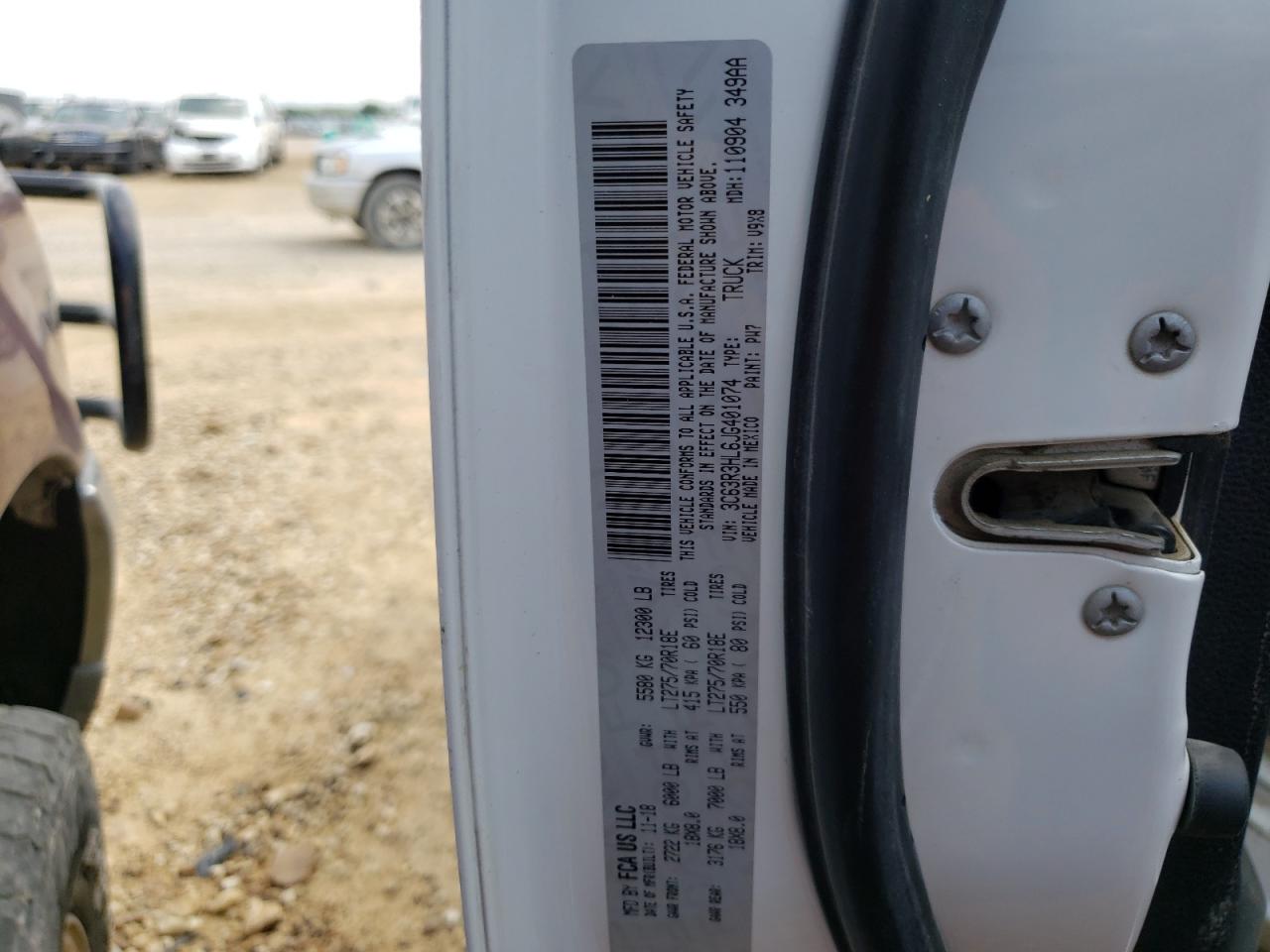 Photo 10 from auction – 2018 RAM 3500 SLT with VIN 3C63R3HL6JG401074