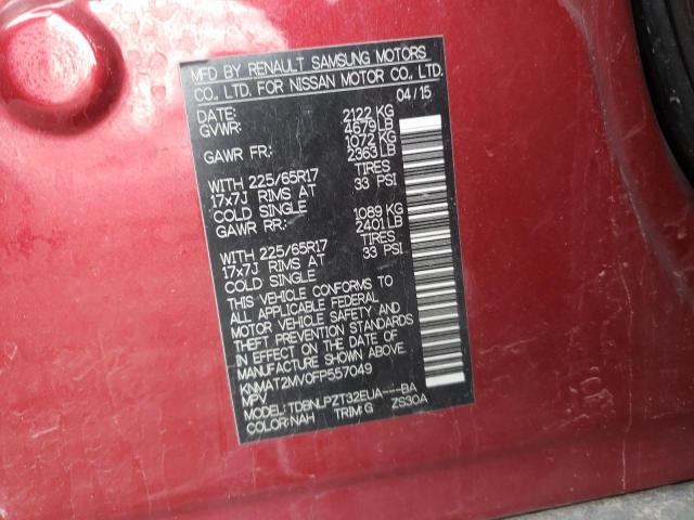 Photo 10 from auction – 2015 NISSAN ROGUE S with VIN KNMAT2MV0FP557049