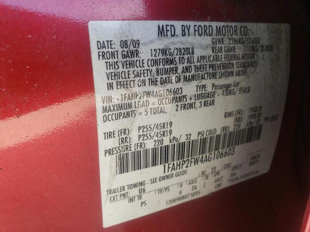 Photo 10 from auction – 2010 FORD TAURUS LIM with VIN 1FAHP2FW4AG106603