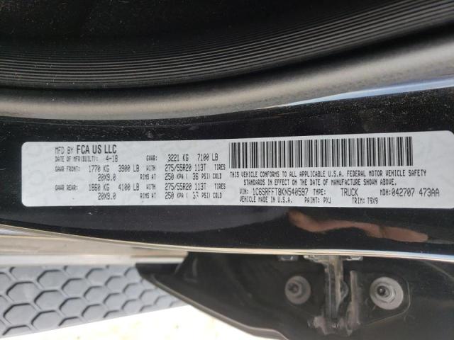 Photo 10 from auction – 2019 RAM 1500 BIG H with VIN 1C6SRFFT8KN540597