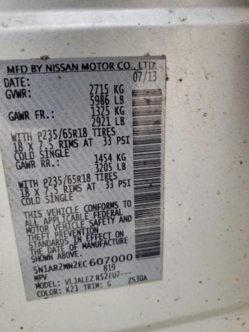 Photo 10 from auction – 2014 NISSAN PATHFINDER with VIN 5N1AR2MN2EC607000