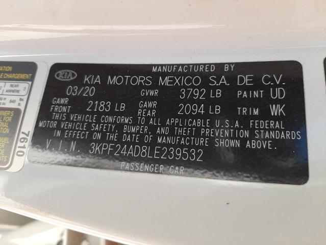 Photo 10 from auction – 2020 KIA FORTE FE with VIN 3KPF24AD8LE239532