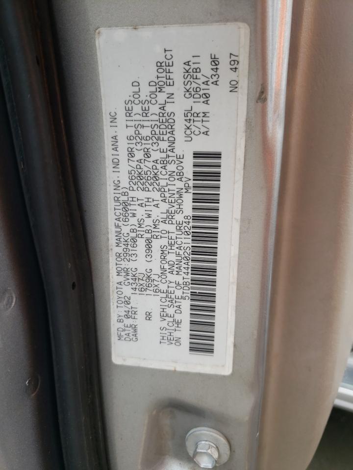 Photo 10 from auction – 2002 TOYOTA SEQUOIA with VIN 5TDBT44A02S110248