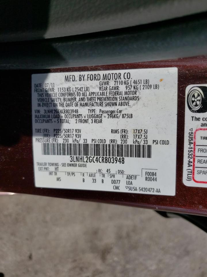Photo 10 from auction – 2012 LINCOLN MKZ with VIN 3LNHL2GC4CR803948