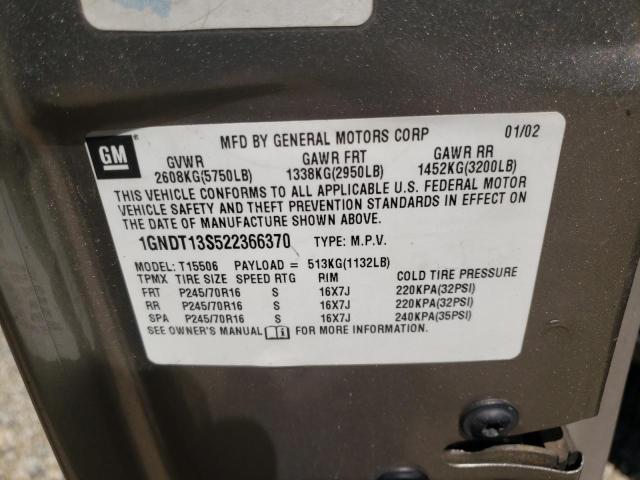 Zdjęcie 10 z aukcji – 2002 CHEVROLET TRAILBLAZE z VIN 1GNDT13S522366370