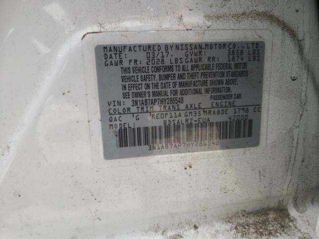 Photo 10 from auction – 2017 NISSAN SENTRA S with VIN 3N1AB7AP7HY286548