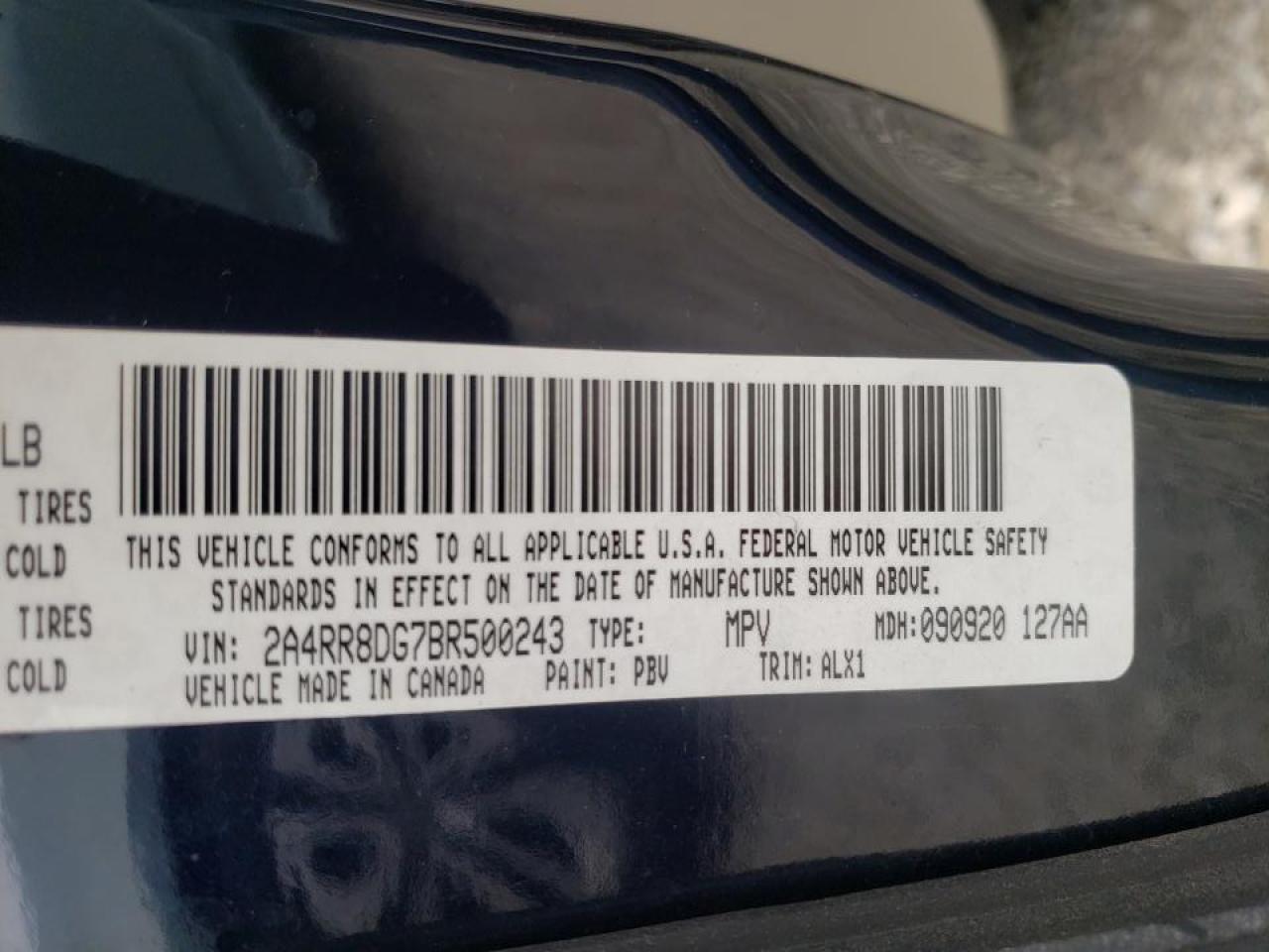 Photo 10 from auction – 2011 CHRYSLER TOWN & COU with VIN 2A4RR8DG7BR500243