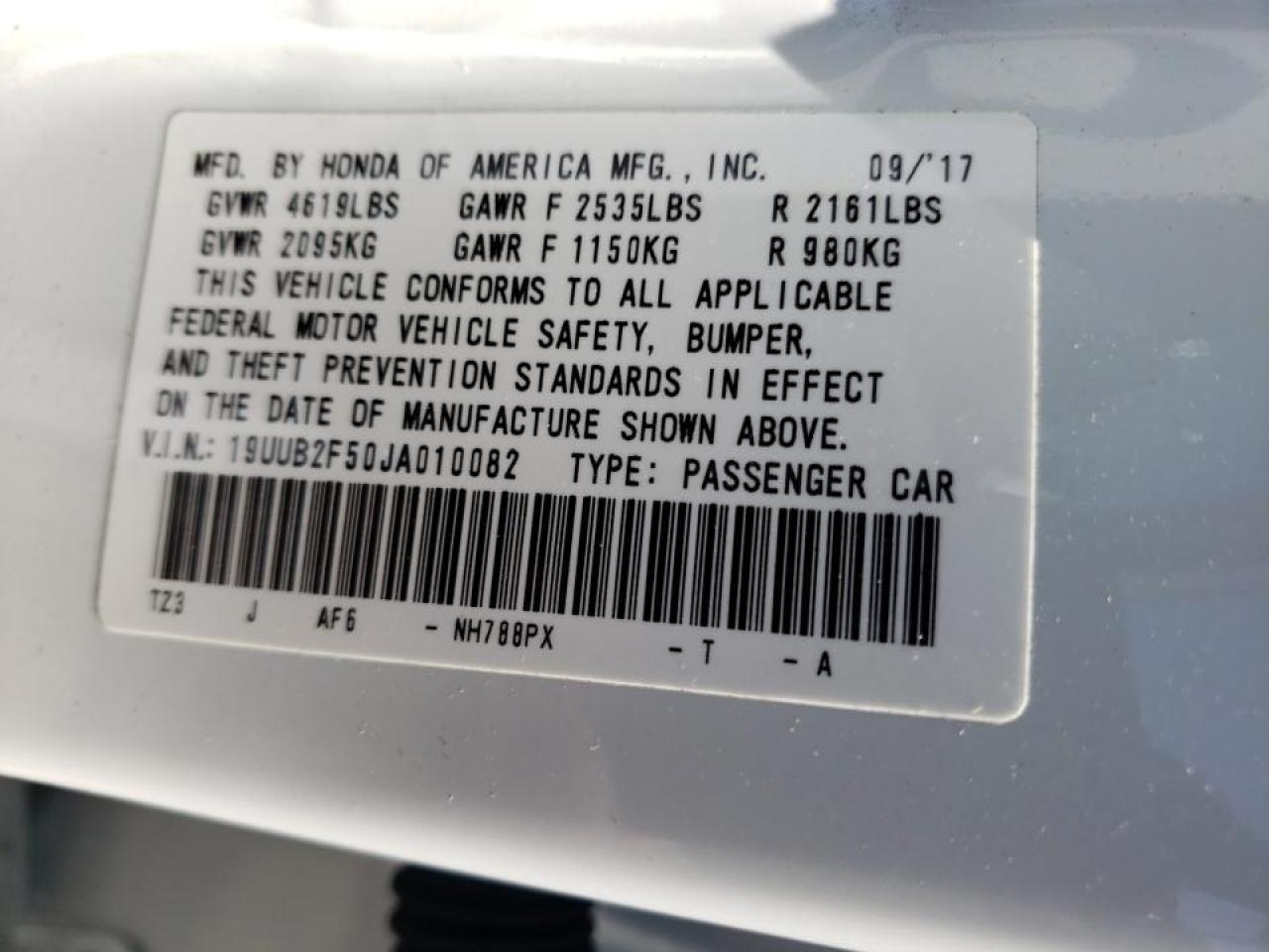 Photo 10 from auction – 2018 ACURA TLX TECH with VIN 19UUB2F50JA010082