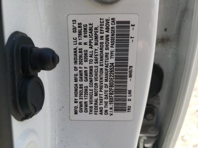 Photo 10 from auction – 2013 HONDA CIVIC EX with VIN 19XFB2F80DE226534