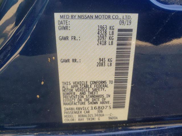 Photo 10 from auction – 2020 NISSAN ALTIMA S with VIN 1N4BL4BV1LC168075