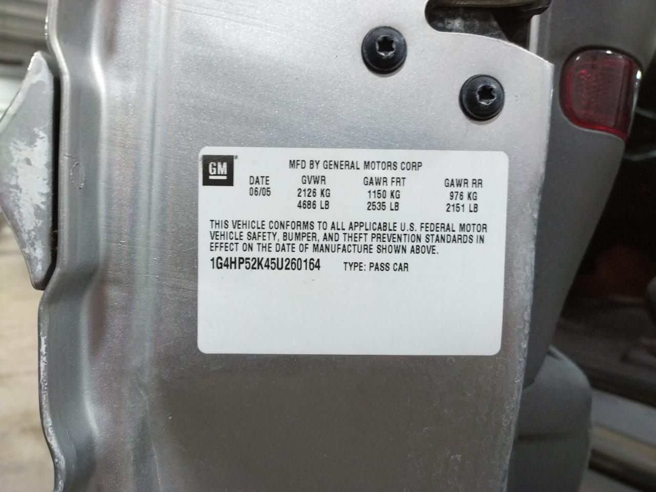 Photo 10 from auction – 2005 BUICK LESABRE CU with VIN 1G4HP52K45U260164