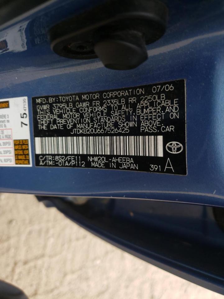 Photo 10 from auction – 2006 TOYOTA PRIUS with VIN JTDKB20U667526425