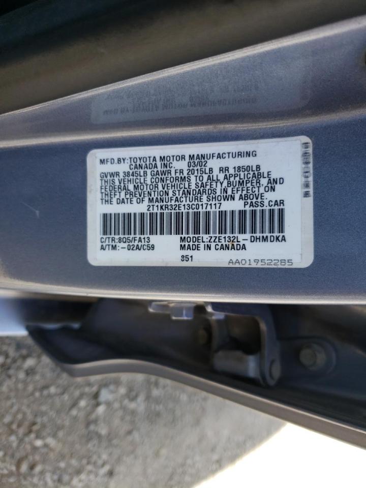 Photo 10 from auction – 2003 TOYOTA MATRIX SW with VIN 2T1KR32E13C017117