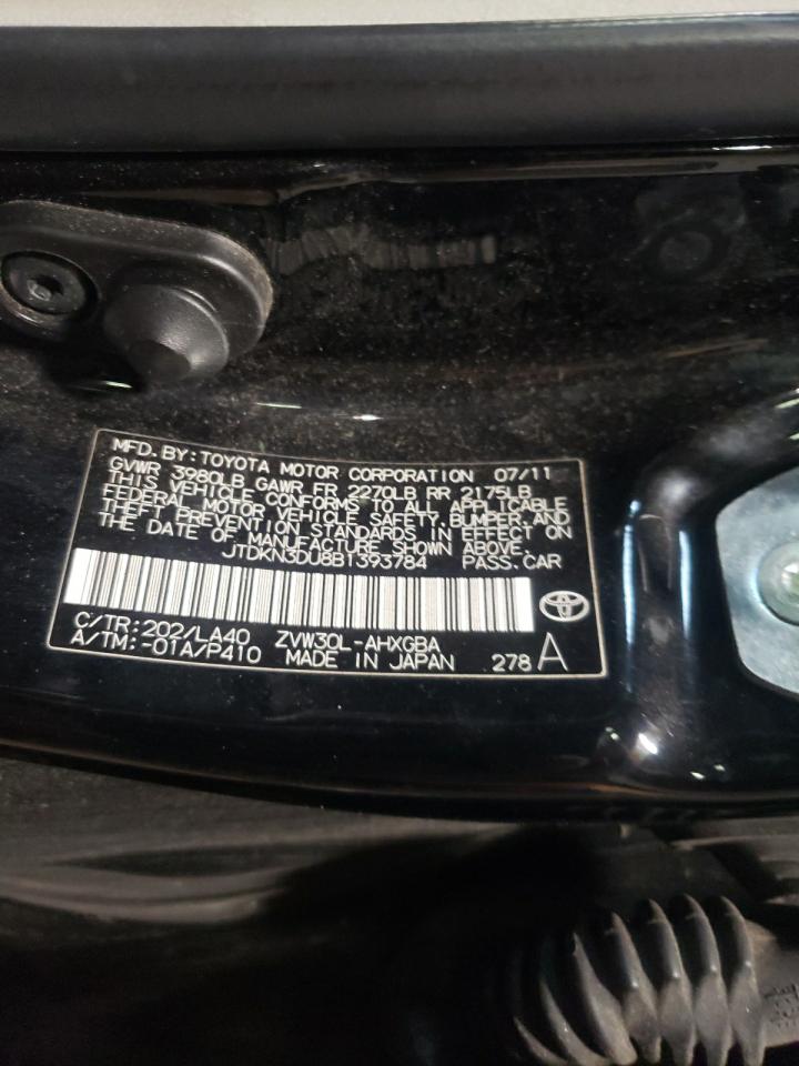 Photo 10 from auction – 2011 TOYOTA PRIUS with VIN JTDKN3DU8B1393784