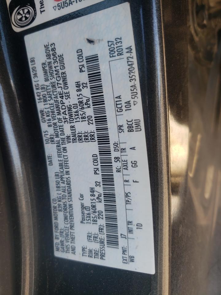 Photo 10 from auction – 2016 FORD FIESTA SE with VIN 3FADP4EJ7GM130683