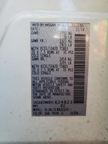Photo 10 from auction – 2015 NISSAN PATHFINDER with VIN 5N1AR2MN8FC624823