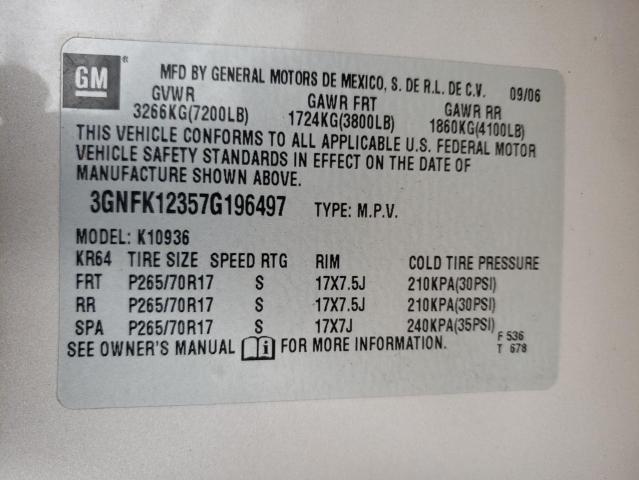 Photo 10 from auction – 2007 CHEVROLET AVALANCHE with VIN 3GNFK12357G196497