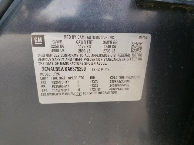 Photo 10 from auction – 2010 CHEVROLET EQUINOX LT with VIN 2CNALBEWXA6375290