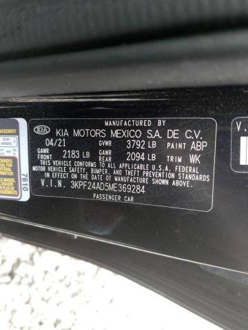 Photo 10 from auction – 2021 KIA FORTE FE with VIN 3KPF24AD5ME369284