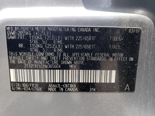 Photo 10 from auction – 2017 TOYOTA RAV4 LE with VIN 2T3ZFREV5HW365604
