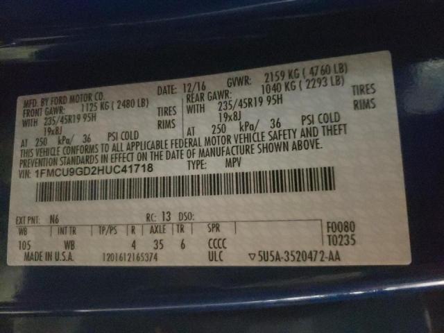 Photo 10 from auction – 2017 FORD ESCAPE SE with VIN 1FMCU9GD2HUC41718