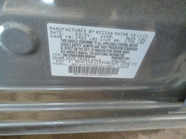 Photo 10 from auction – 2021 NISSAN VERSA SV with VIN 3N1CN8EV6ML880649