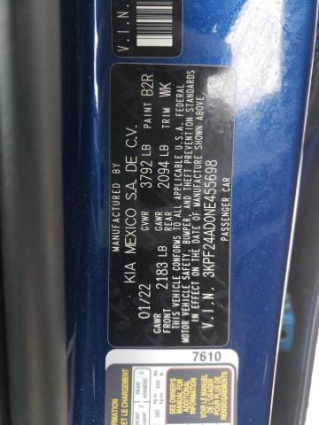 Photo 10 from auction – 2022 KIA FORTE FE with VIN 3KPF24AD0NE455698
