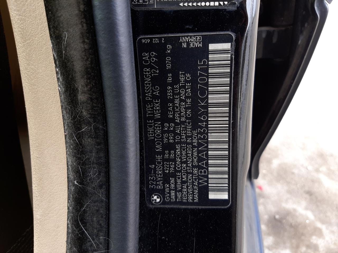 صورة رقم 10 من المزاد - 2000 BMW 323 I مع VIN WBAAM3346YKC70715
